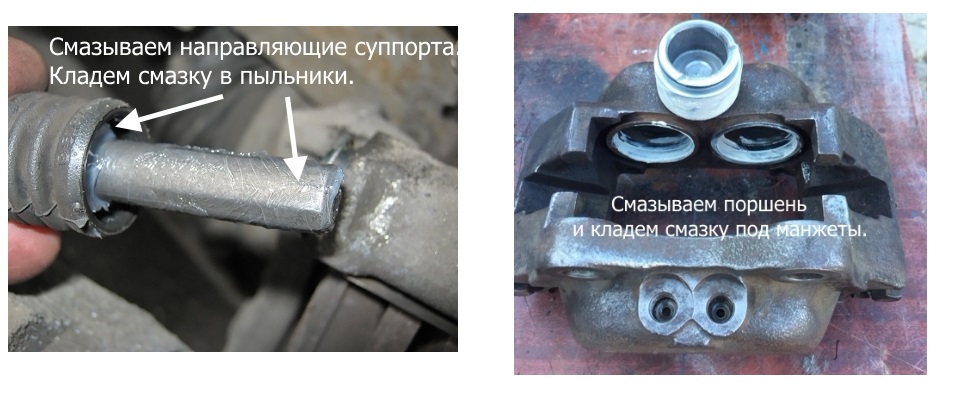 Смазка направляющих и поршней суппорта Смазка направляющих суппорта